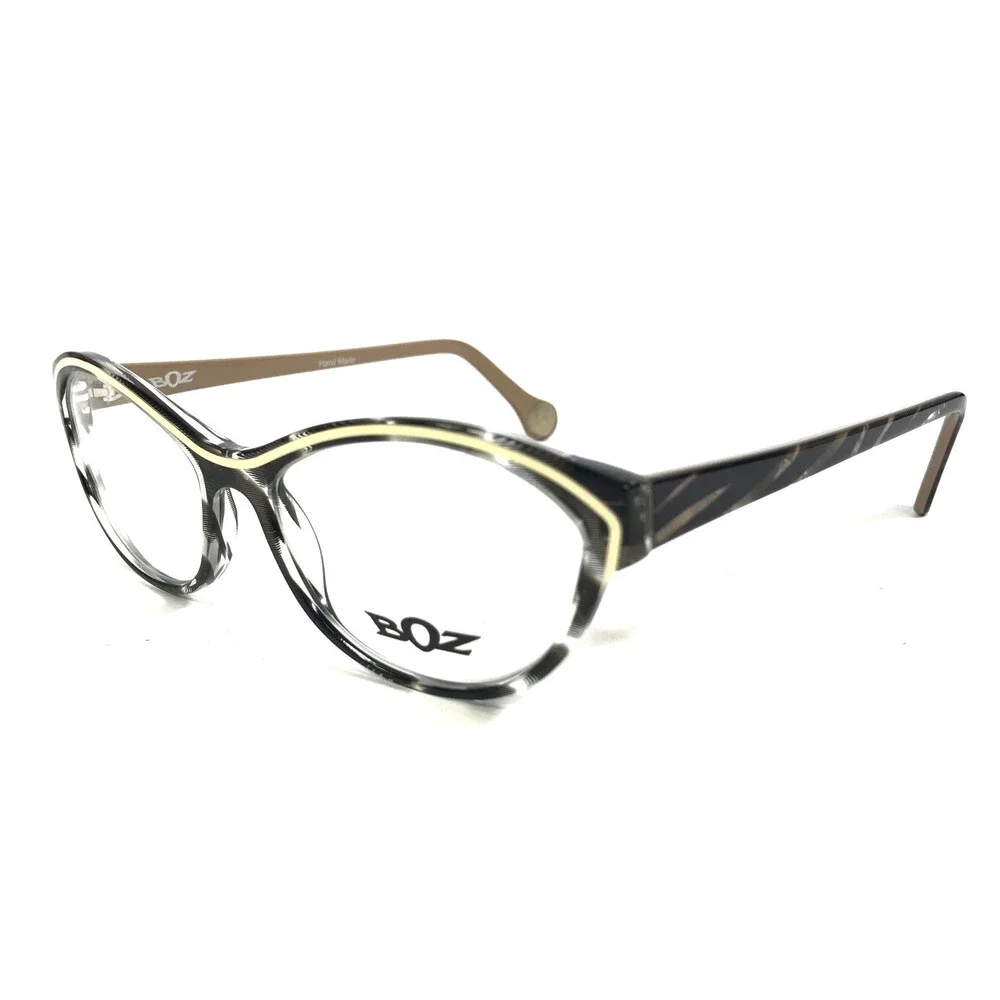 BOZ Eyeglasses Frames WOMBAT 0010 Black Grey White Striped Clear 54-15-140